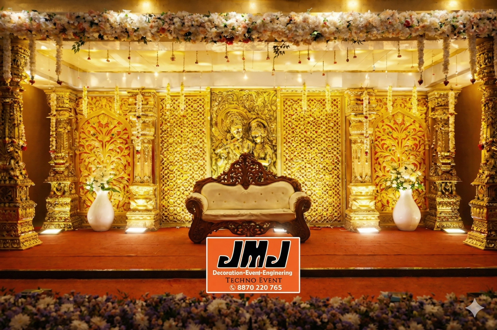 Purple Mandap Stage Decor